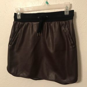 Wine Faux leather Mini Skirt